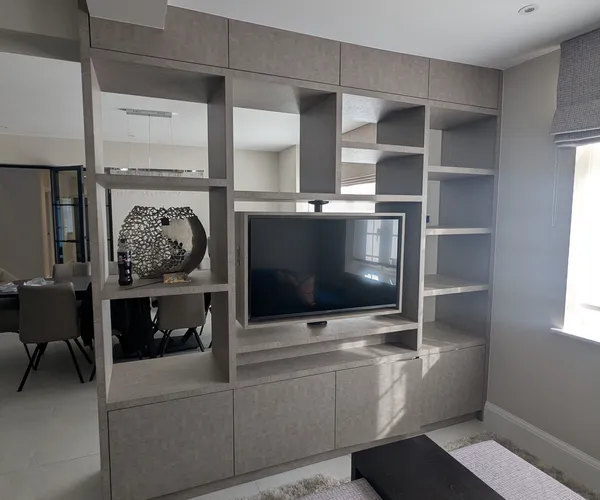 Display unit with swivel TV